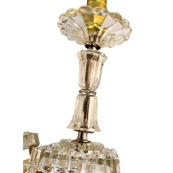 Two Glass Table Lamps with Brass Fixtures Decorative Lighting for Bedside or Liv - Picture 12 of 14